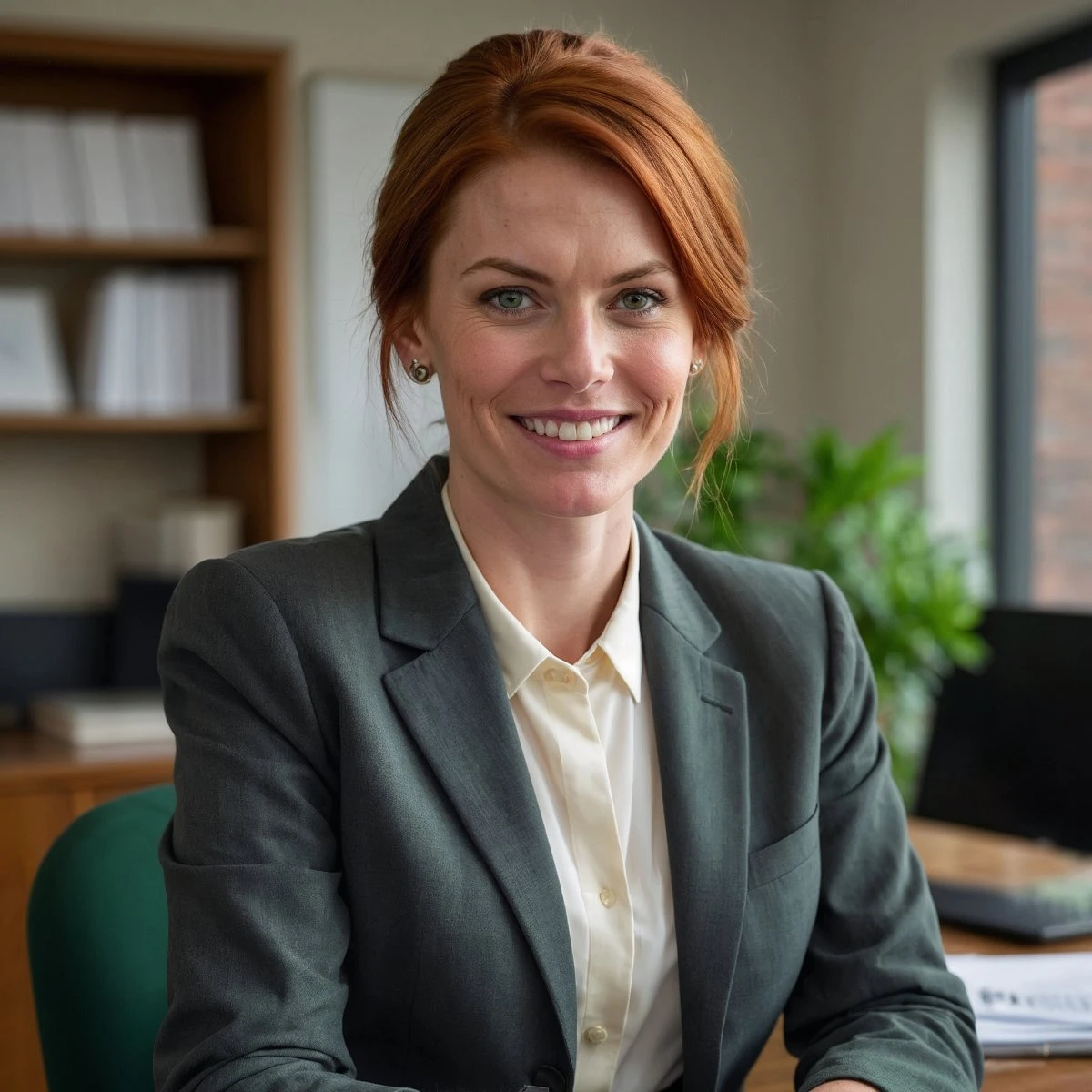 Small business owner in her office benefiting from PEO services