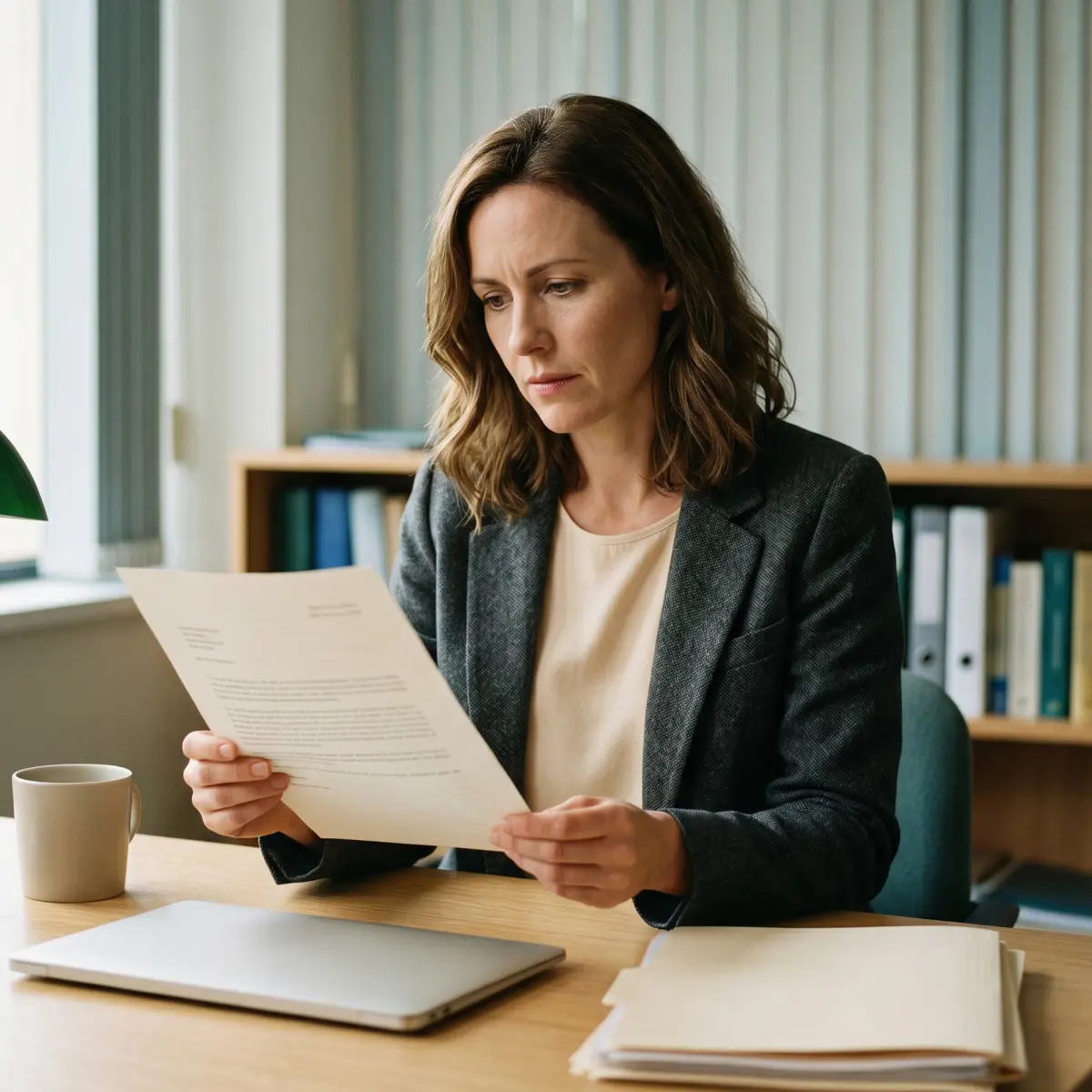 HR professional reviewing a physician work status report and medical restrictions for an injured employee