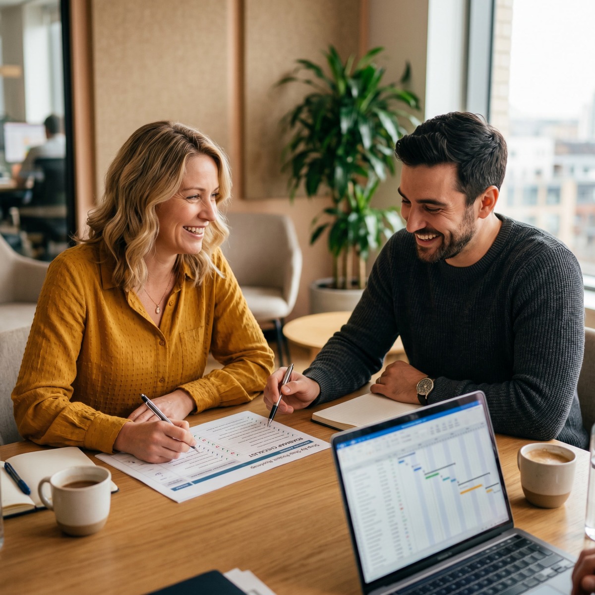 A person and a co-worker mapping out the steps to get started